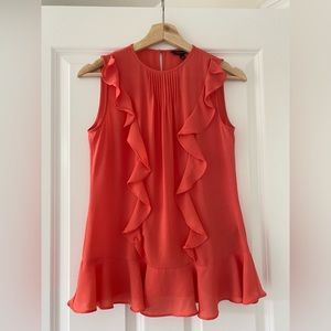 Banana Republic Coral Ruffle Sleeveless Blouse Top, Like New, Size XS Pe…